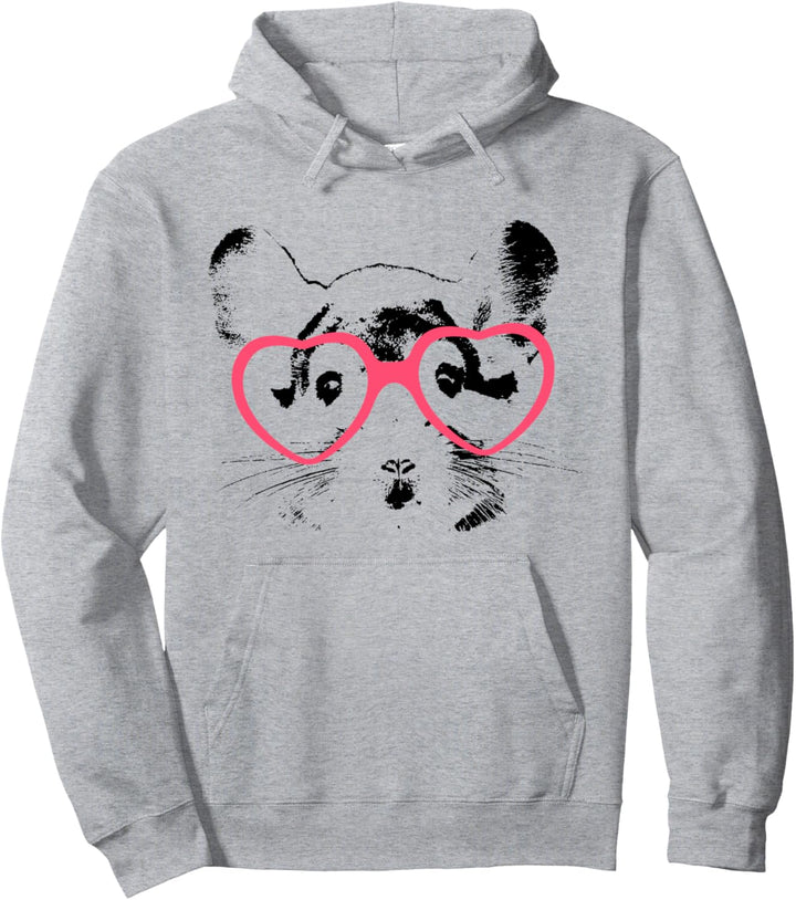 Chinchilla Herz Brille pink Valentinstag Pullover Hoodie