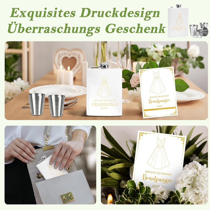 8 Stück Trauzeugin Fragen Flachmann Willst Du Meine Trauzeugin Sein Mit Karte 8oz Flachmann Mit Grav