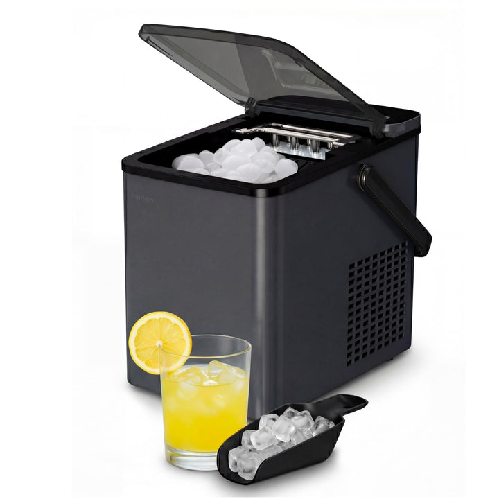 MEDION Eiswürfelmaschine, selbstreinigend, 12 kg Eis/Tag Eiswürfelbereiter, 2 Eiswürfelgrössen S & L