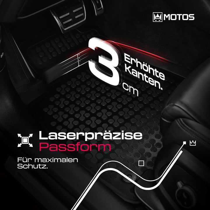 M MOTOS Satz Gummifussmatten und PE Kofferraumwanne für Hyundai i10 I 2007-2013 - Verbessern Sie Ihr