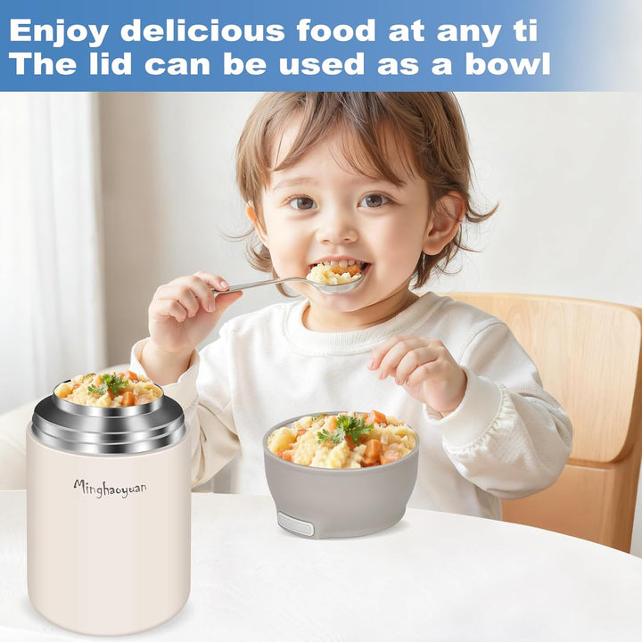 Thermobehälter für Essen, 800ml Edelstahl Thermobecher Essen mit Löffel, 100% auslaufsicher Thermo L