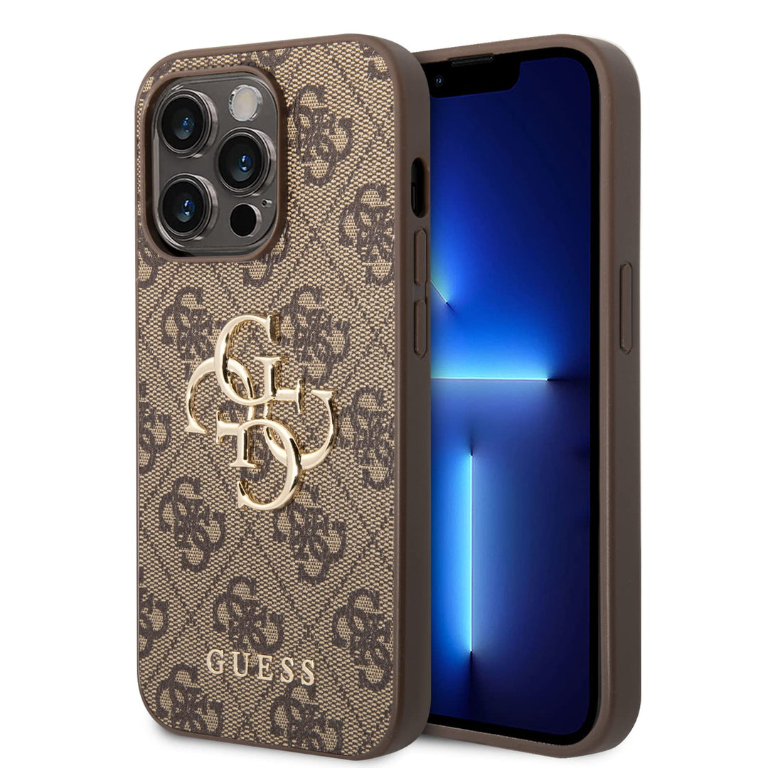 Guess GUHCP14L4GMGBR hülle für iPhone 14 Pro 6, 1" braun/Brown hardcase 4G Big Metal Logo, GUHCP14L4