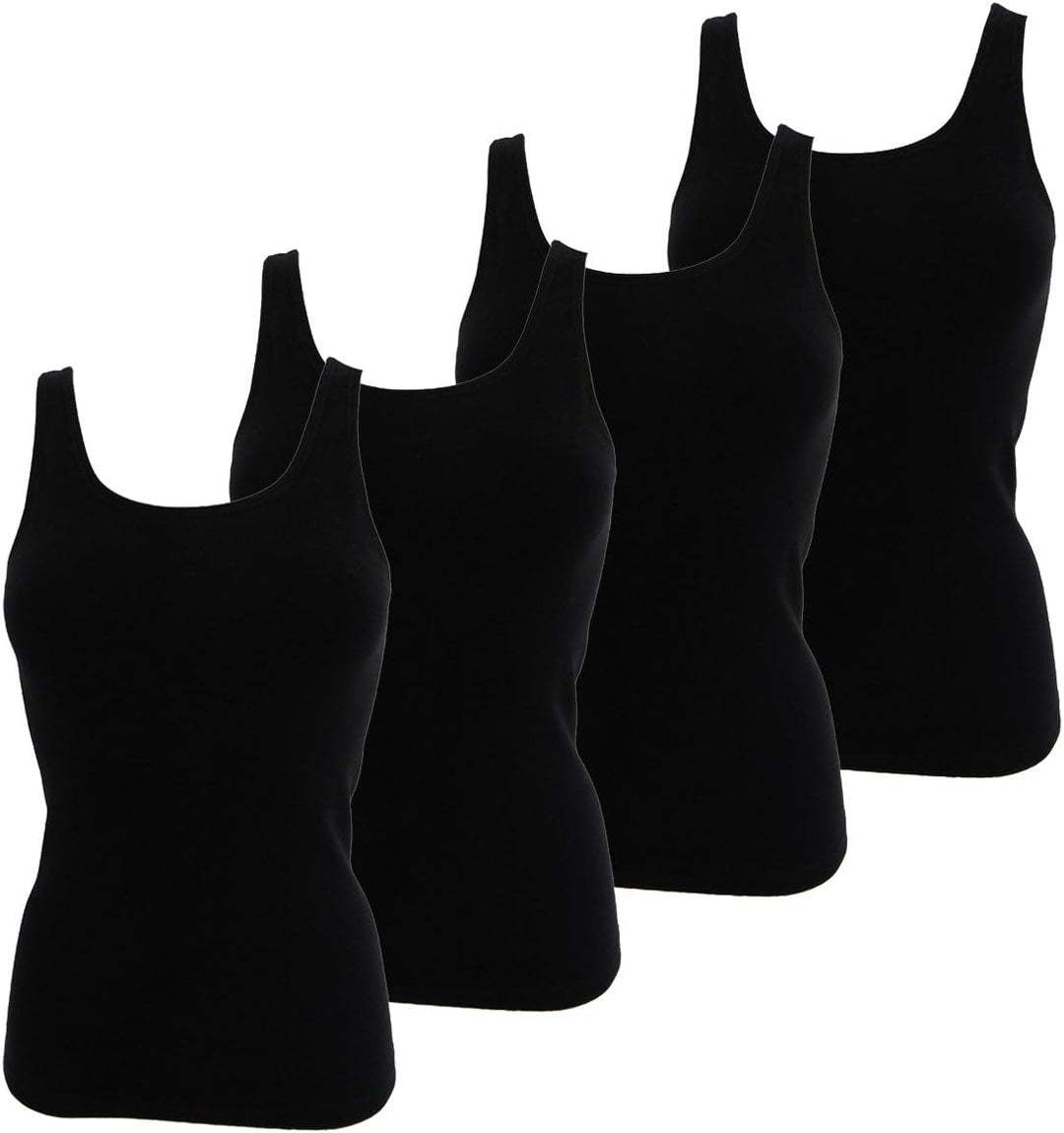 HERMKO 1310 4er Pack Damen Tank Top aus Bio-Baumwolle S Schwarz, S Schwarz