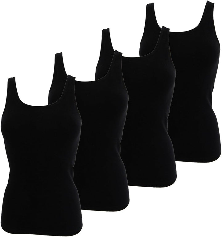 HERMKO 1310 4er Pack Damen Tank Top aus Bio-Baumwolle XS Schwarz, XS Schwarz