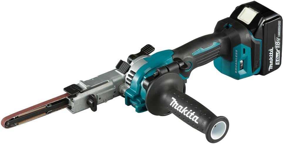 Makita DBS180RTJ 18V Li-Ion LXT Brushless Bandschleifer komplett mit 2 x 5,0 Ah Akkus und Ladegerät