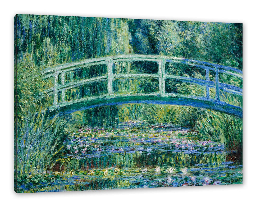 Claude Monet - Seerosen und japanische Brücke als Leinwandbild / Grösse: 100x70 cm / Wandbild / Kuns
