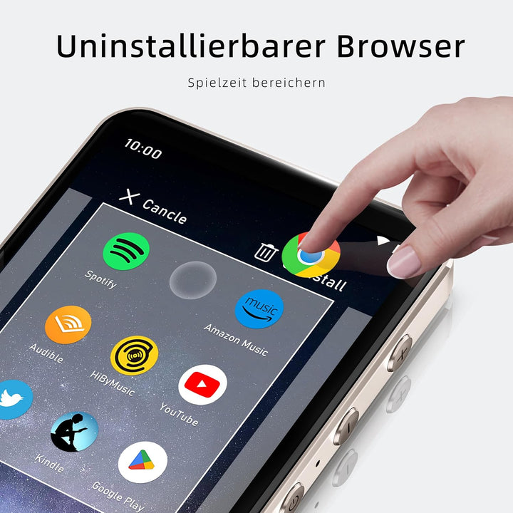 HIFI WALKER G7 MP3-Player mit Bluetooth & WLAN, Android 13, 144GB Speicher, 3GB RAM, 4 Zoll Touchscr