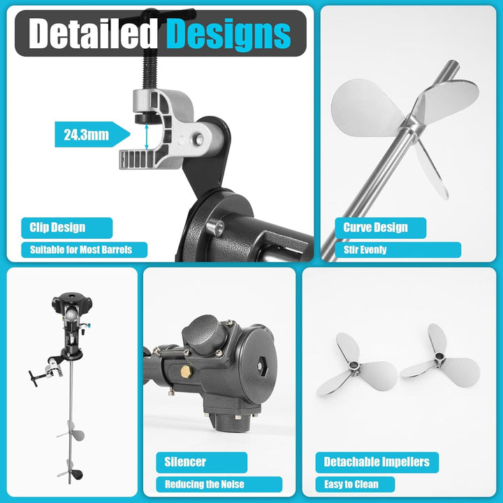 Pneumatische Halterungsmischer,50 Gallonen Trommelmischer Mit RüHrwerk Klemmhalterung,Tank Fass Trom