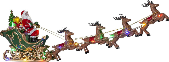 Weihnachtsmann Figur | LED Rentier Weihnachtsdeko | Weihnachtsmann Deko | LED Rentier mit Schlitten