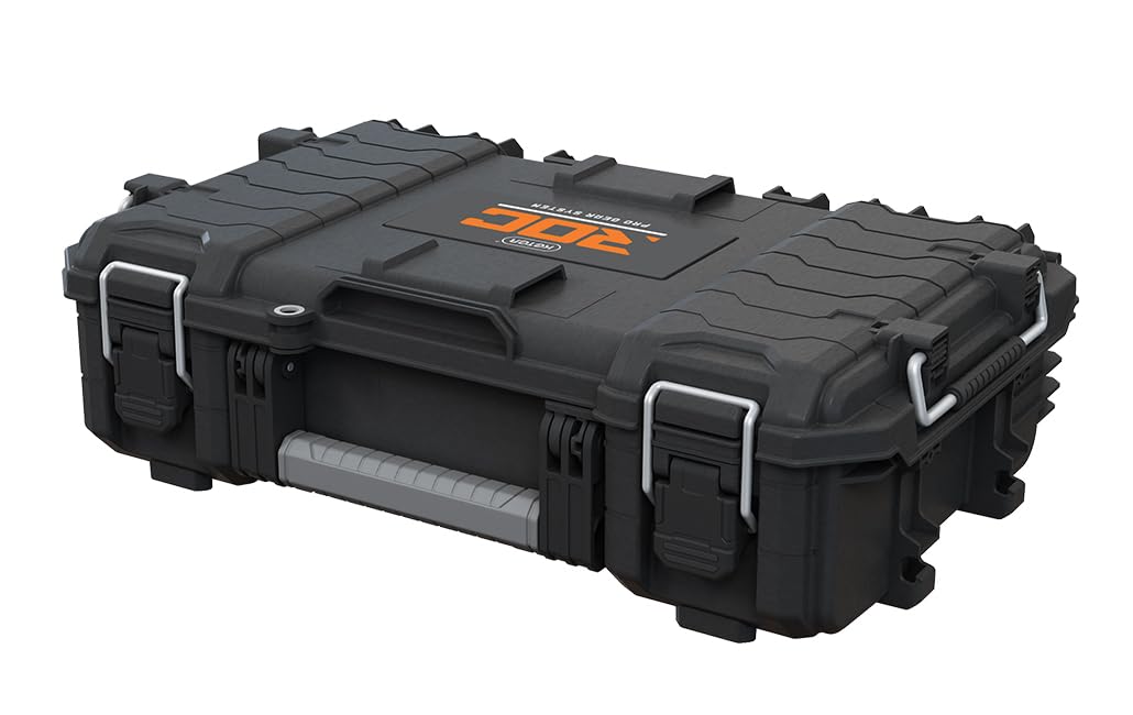 Keter ROC Pro Gear Werkzeugkoffer, modular, stapelbar, leicht, langlebig, IP65 wasserdicht, Schwarz