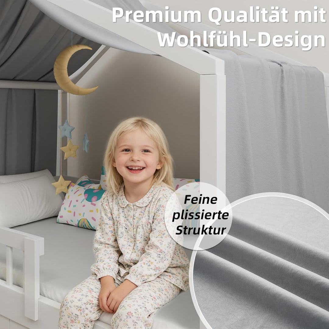 Hausbett Himmel in 5 Farben, Betthimmel Hausbett aus weichem Baumwollstoff, Stoffhimmel für Hausbett