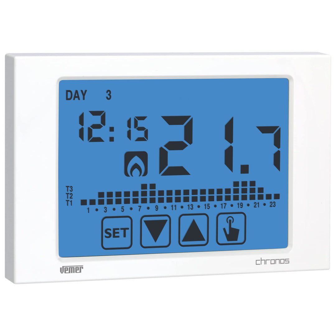 VEMER VE451100 Chronos - Digital Heizungsthermostat, Raumthermostat mit Touchscreen-LCD-Anzeige, Str