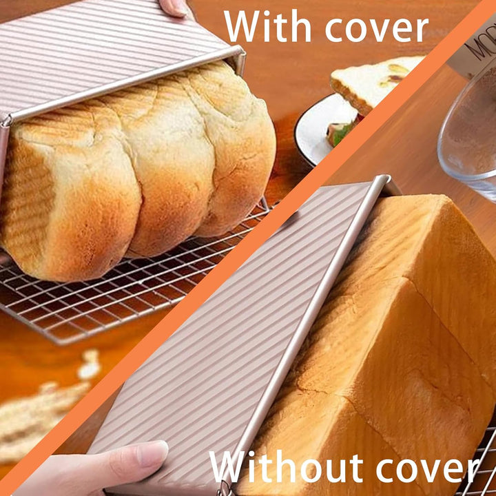 Toastbrotform Aluminium, Toastbrot Backform Mit Deckel 450g, Brot Antihaft Brotformen, Mit Teigschab