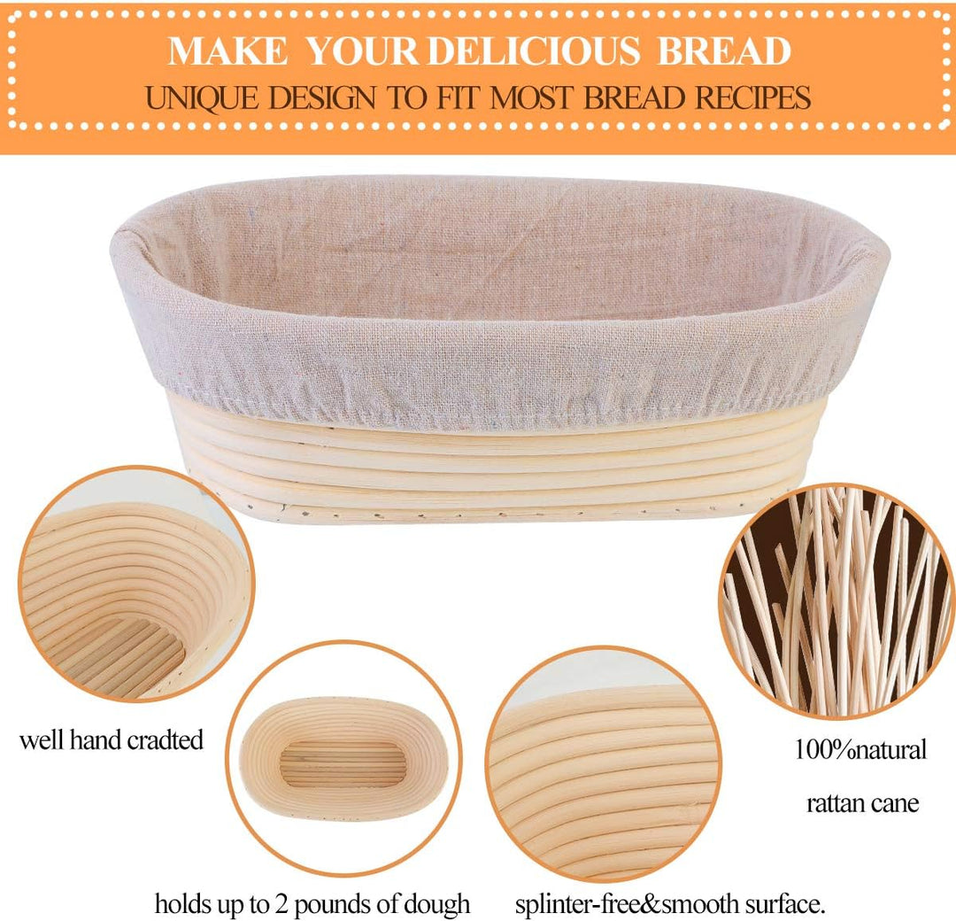 Litthing 2 Pcs Gärkorb ovales Gärkörbchen für Brot 25 x 15 x 8 cm Banneton Korb,Gärkorb aus Peddigro