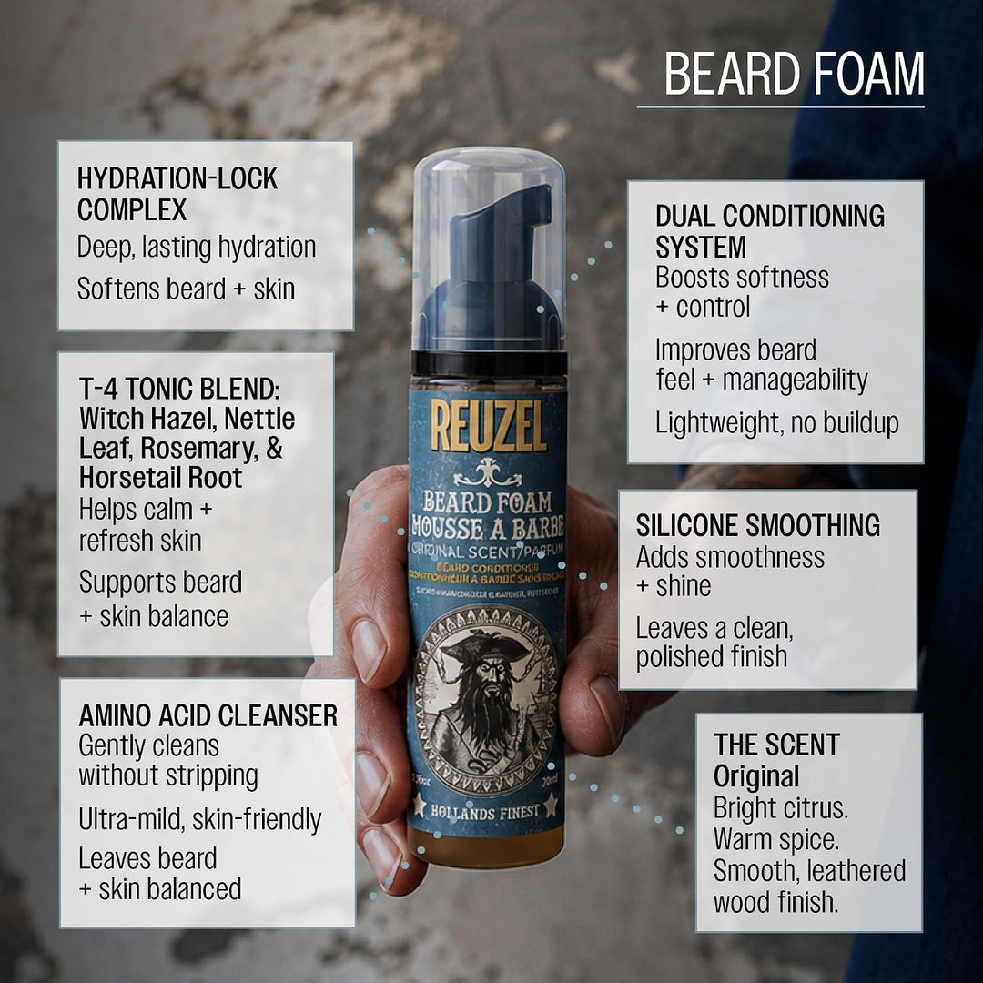 Reuzel Beard Foam, Reduces Beardruff And Itchy Skin, 70 ml