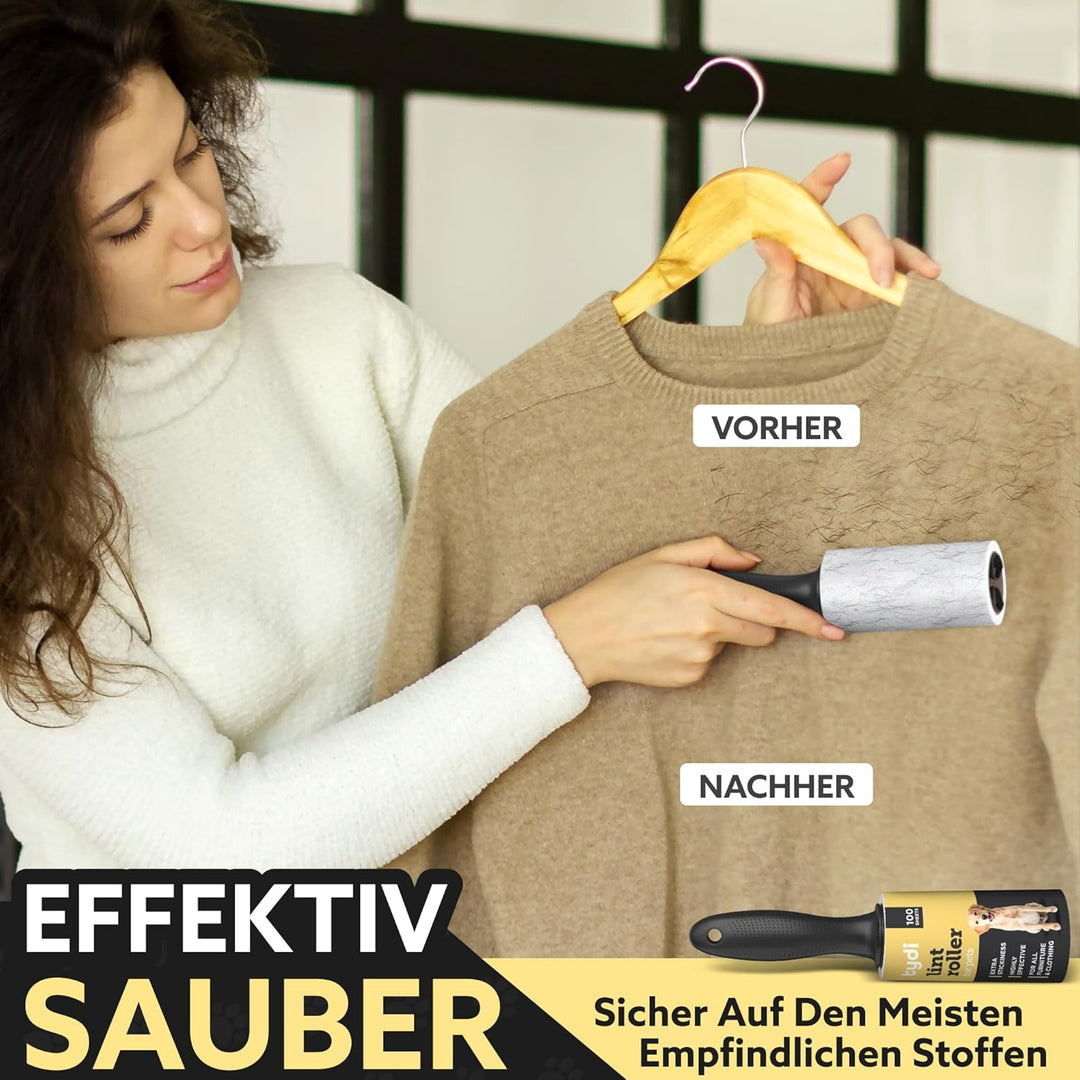 Tydi Haustier-Fusselroller – 1400 Blatt &amp; 2 Griffe – 100 Blatt pro Kleiderroller – Fusselroller für