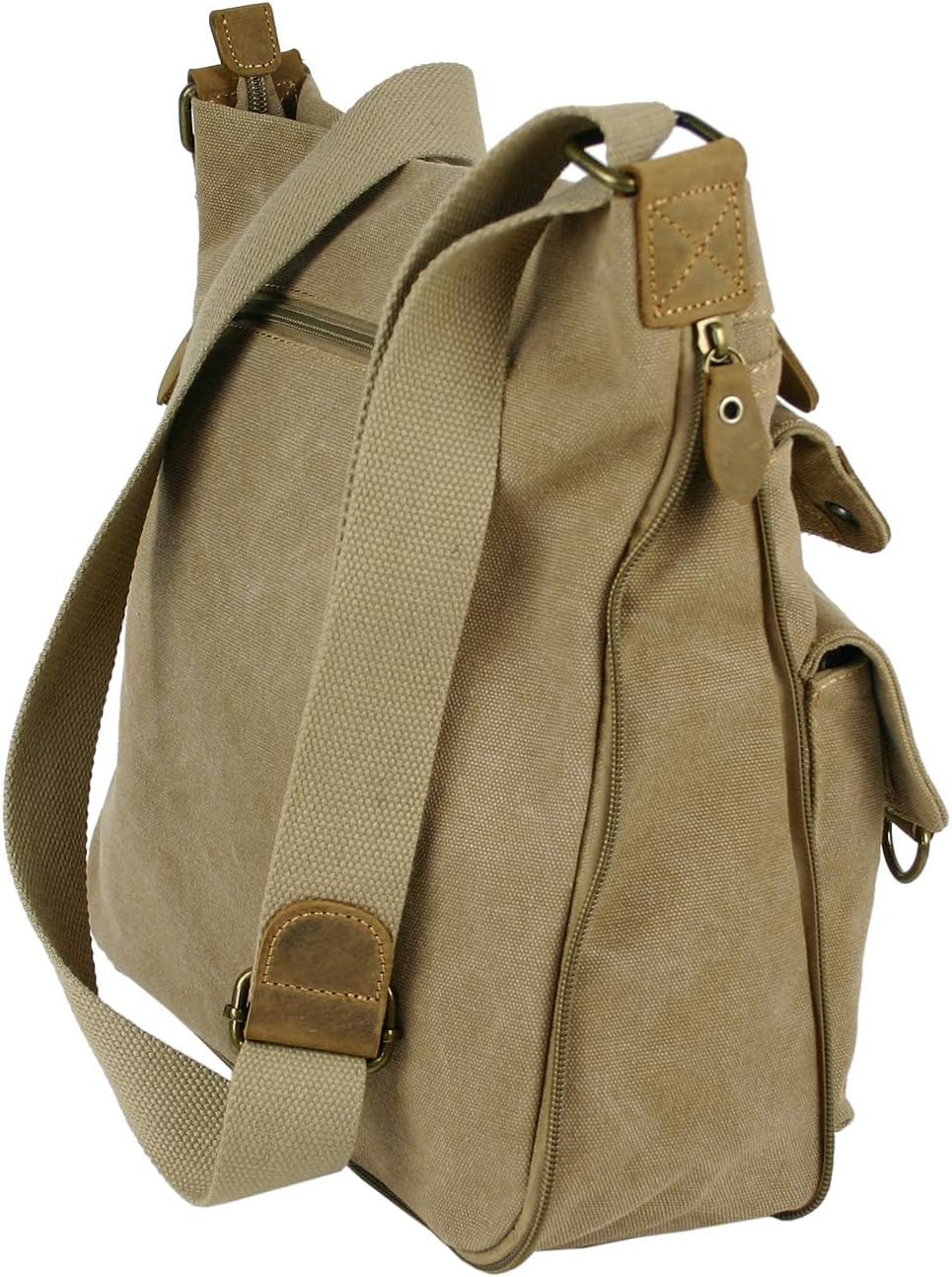 JENNIFER JONES - Grosse Damen Handtasche aus Canvas und Echtleder - Vintage Look - Casual Schulterta