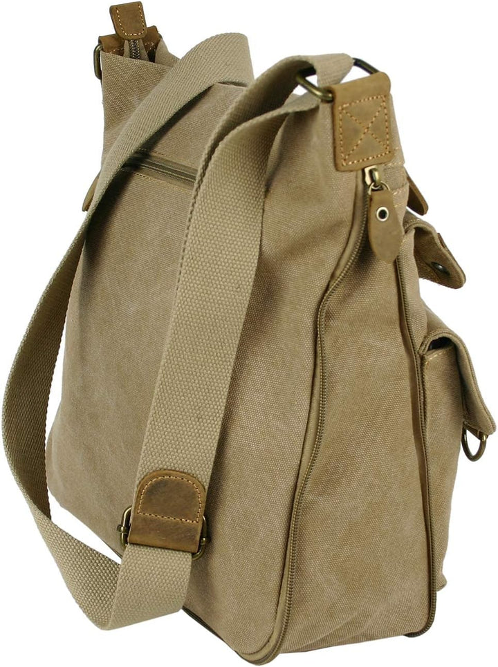 JENNIFER JONES - Grosse Damen Handtasche aus Canvas und Echtleder - Vintage Look - Casual Schulterta