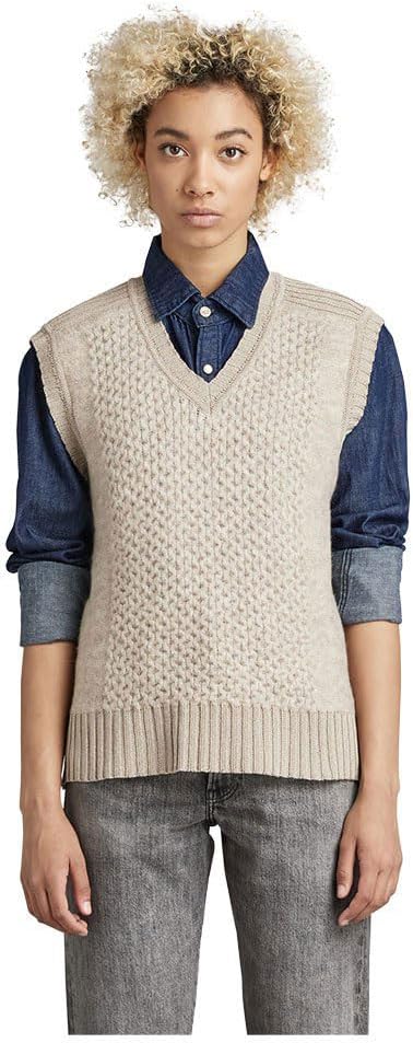 G-Star Raw Damen Structure Loose Knitted Pullunder Knits XS Beige (Brown Rice D22405-c928-d309), XS