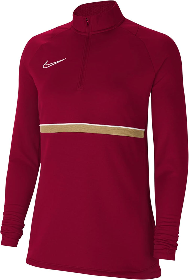 NIKE Damen Women's Academy 21 Drill Top Sweatshirt S Team Red/White/Jersey Gold/White, S Team Red/Wh