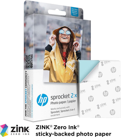 HP 2x3 "Premium Zink Fotopapier (50 Blatt), kompatibel mit tragbarem Kettenrad-Fotodrucker" 50 Blatt