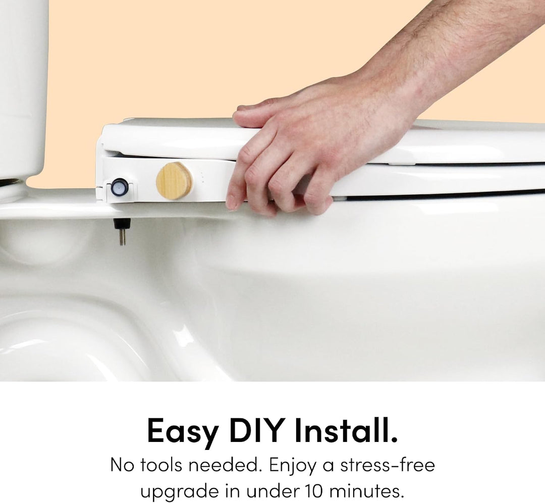 TUSHY Oasis Bidet-Sitz für Warmwasser, nicht elektrisch, länglich, selbstreinigende Doppeldüsen, ein
