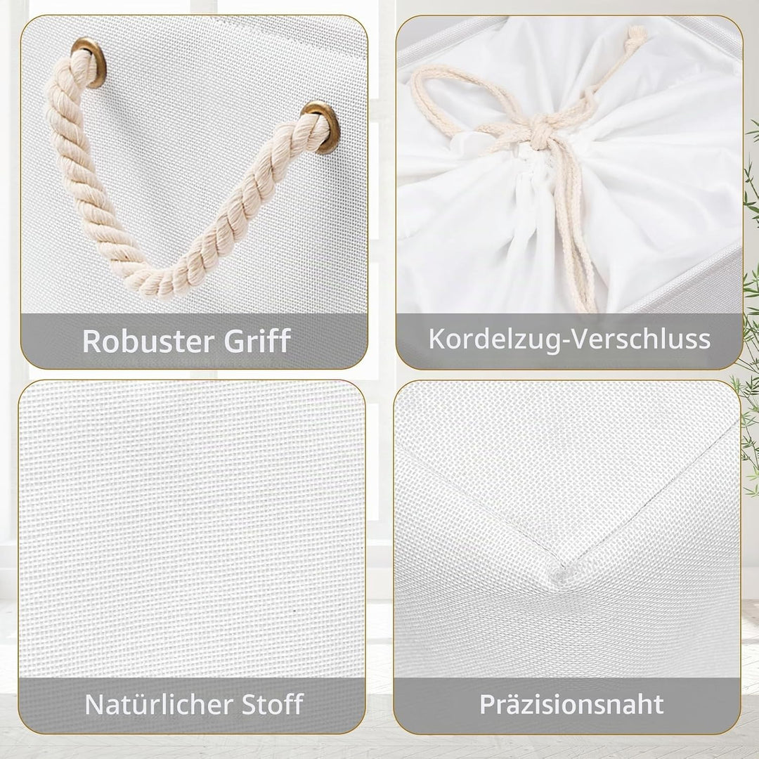 Yawinhe 3er Set Aufbewahrungsbox mit Deckel,Faltboxen aus Stoff mit Kordelzug-Abdeckung und 2 Griffe