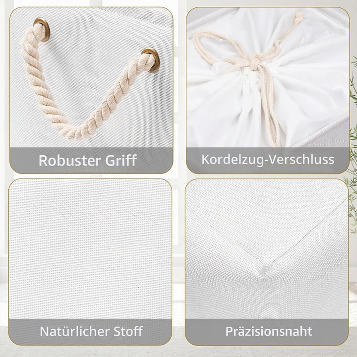 Yawinhe 3er Set Aufbewahrungsbox mit Deckel,Faltboxen aus Stoff mit Kordelzug-Abdeckung und 2 Griffe