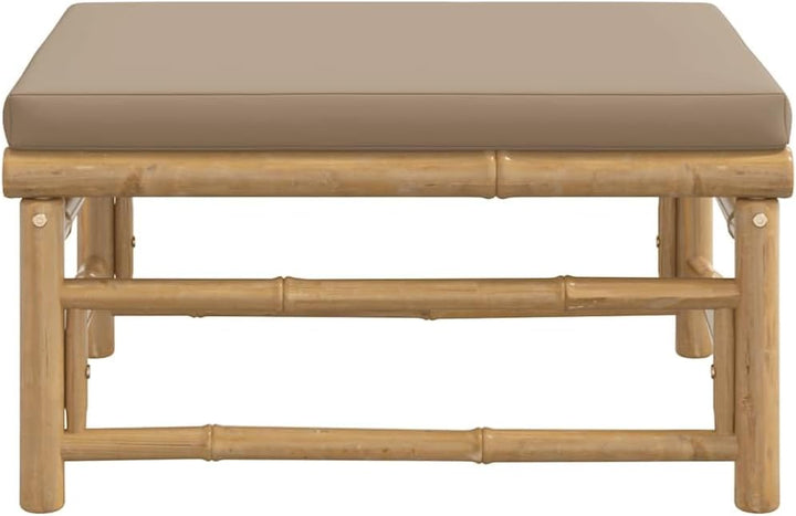 vidaXL Gartenhocker mit Taupe Kissen Bambus Fusshocker Taupe, Fusshocker Taupe