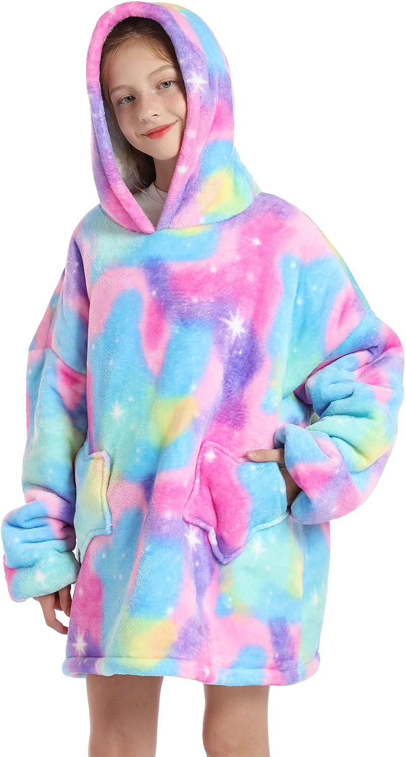 Kinder Oversized Decke Hoodie, Cute Animal Sherpa Fleece Tragbare Decke Hoodie für Kinder Teen, Fluf
