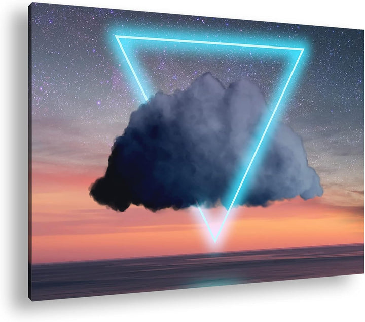 deyoli Dreieck Wolken Logo Format: 80x60 als Leinwandbild, Motiv fertig gerahmt auf Echtholzrahmen,