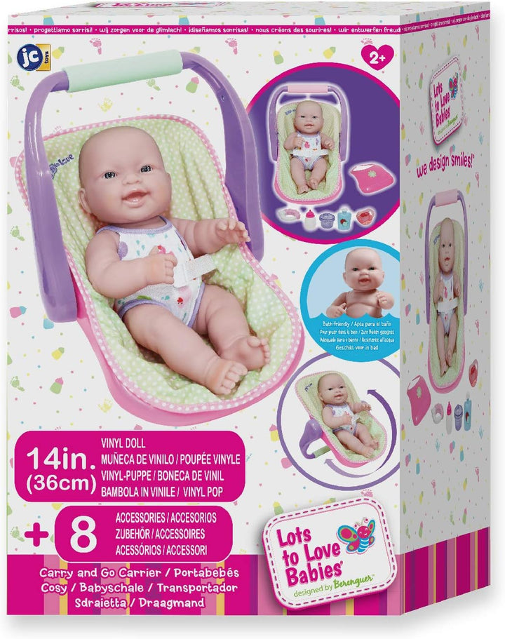 JC Toys, Lots to Love Baby-Puppe und Autositz, 35,6 cm, 4 Verschiedene Positionen und Zubehör, tragb