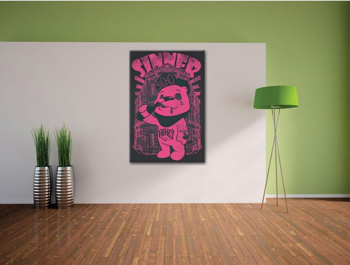 Pixxprint Sinner Black Bild auf Leinwand, XXL riesige Bilder fertig gerahmt mit Keilrahmen, Kunstdru
