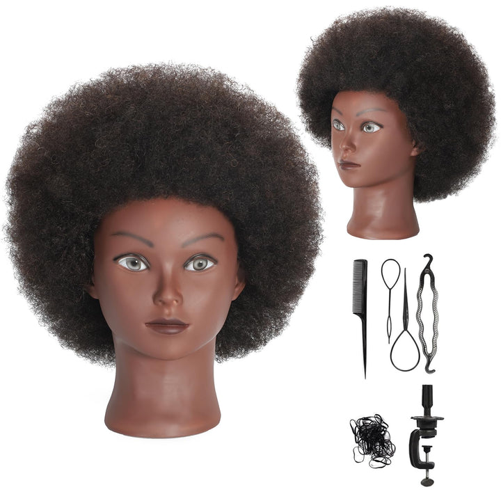 Afro Curly Mannequin Head with 100% Human Hair Curly Hair Friseur Hair Styling Cosmetology Mannequin