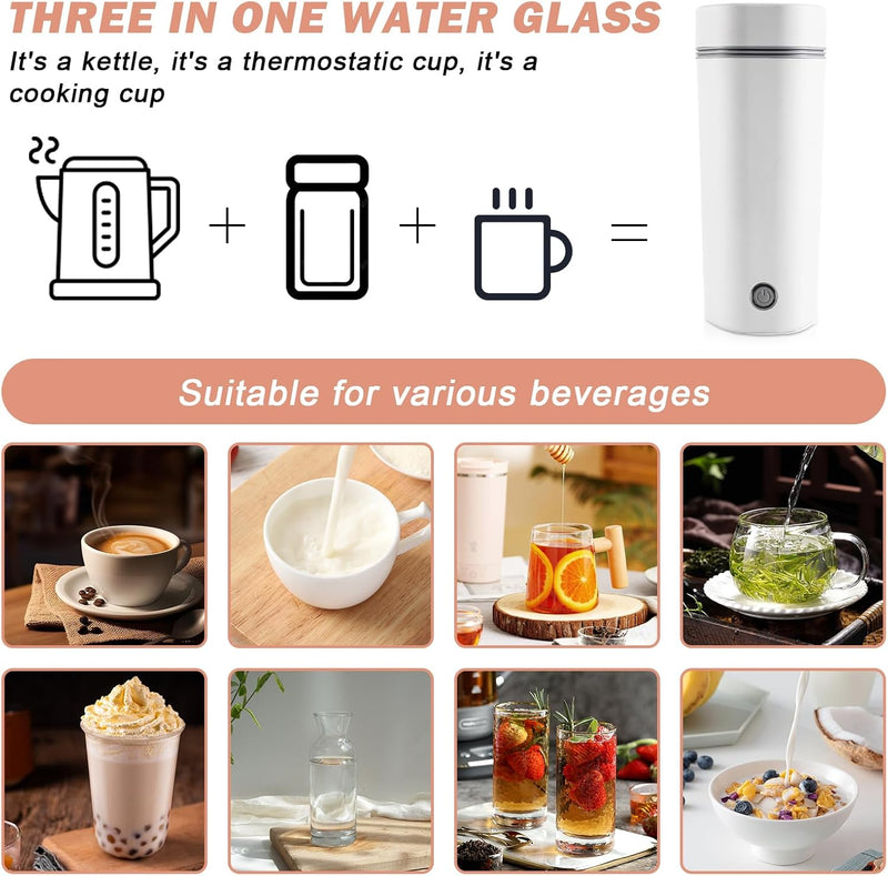 Reise Wasserkocher,450 ML 220 V/300W Kleiner Tragbarer Elektrischer Wasserkocher,Tragbarer Wasserkoc