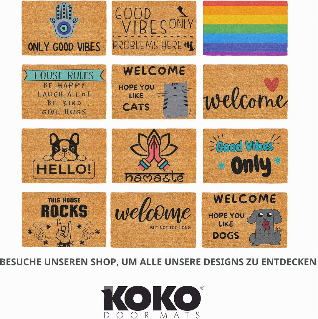 KOKO DOORMATS Kokos Fussmatte aussen mit Anti-Rutsch PVC | Lustige Türmatte Home Sweet Home | Umwelt