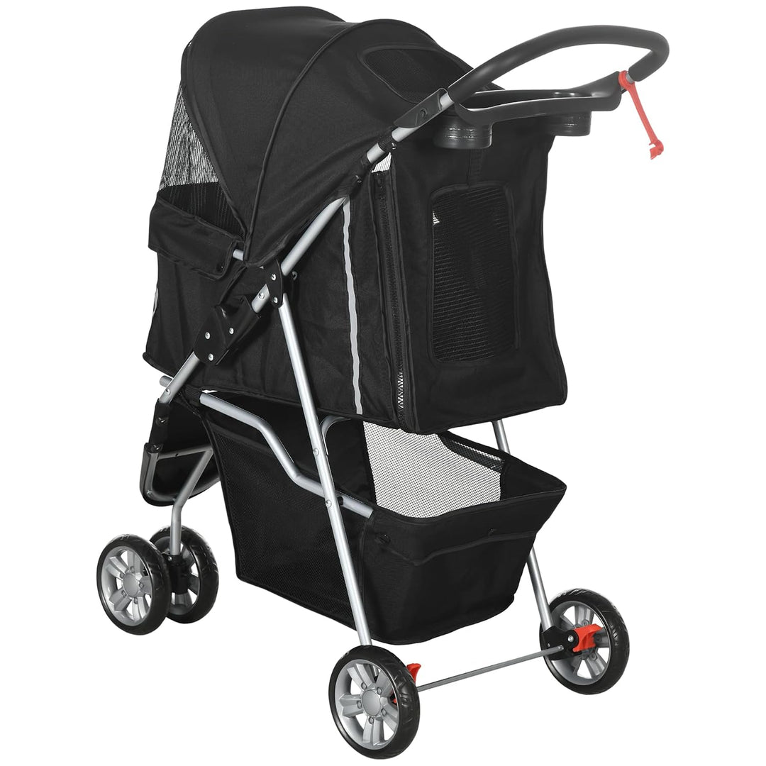 PawHut Hundewagen Hundebuggy klappbar für Hunde &amp; Katzen bis 10 kg Katzenbuggy mit Kissen Netzfenste
