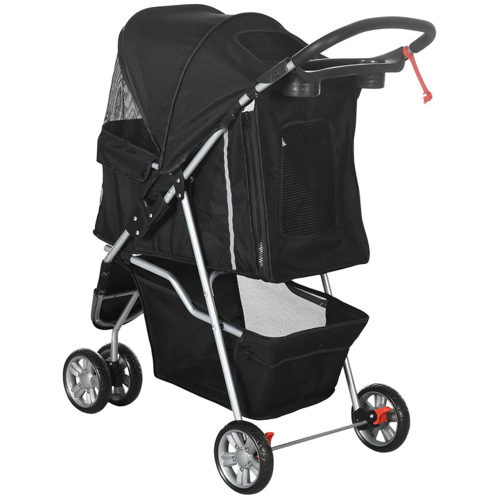 PawHut Hundewagen Hundebuggy klappbar für Hunde &amp; Katzen bis 10 kg Katzenbuggy mit Kissen Netzfenste