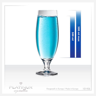 PLATINUX Bierkelche 500ml (max. 580ml) aus Crystalline Glas Set 6-Teilig Biertulpe Biergläser Weizen