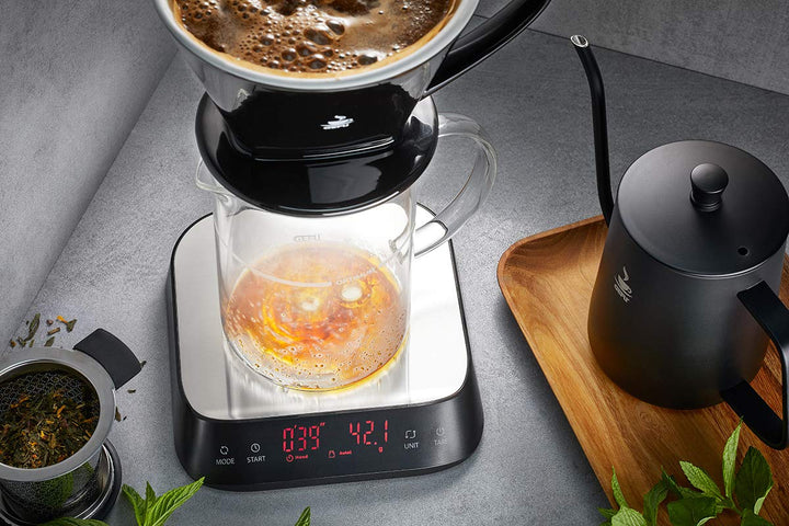 GEFU Fein- & Küchenwaage PREZISO | Digitalwaage 1g–3kg mit 0,1g Teilung, Barista-Funktion, LED-Displ