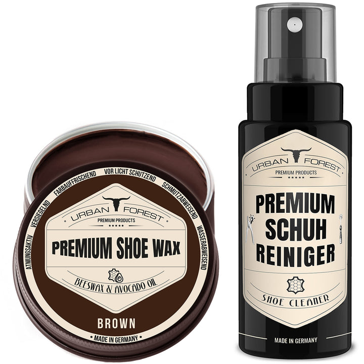 URBAN FOREST SPARSET Schuh Reiniger + Schuhwachs Braun | Professionelle Schuh-Reinigung & Schuh-Pfle