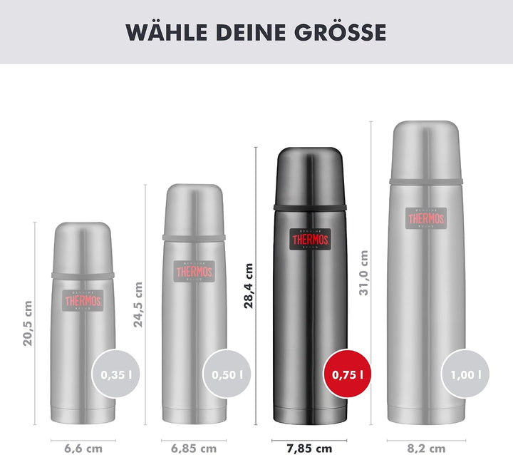 THERMOS LIGHT &amp; COMPACT BEVERAGE BOTTLE 0,75l, stone grey, Thermosflasche Edelstahl, Isolierflasche