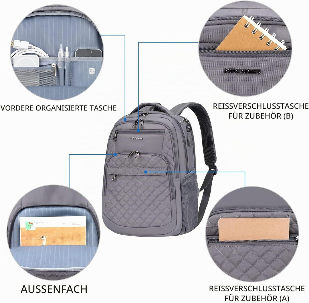 KROSER Laptop Rucksack 17-17,3&