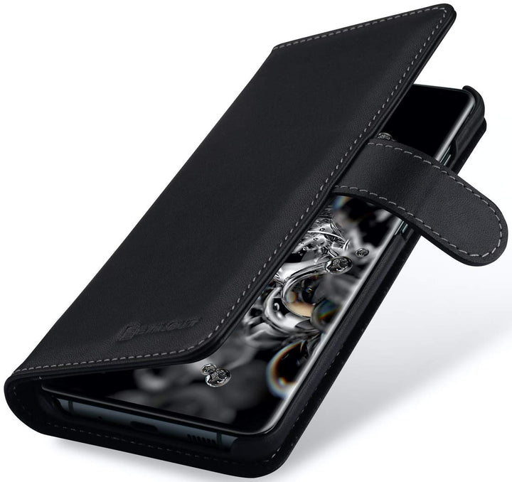 STILGUT Talis kompatibel mit Samsung Galaxy S20 Ultra Hülle mit Kartenfach aus Leder, Wallet Case, L