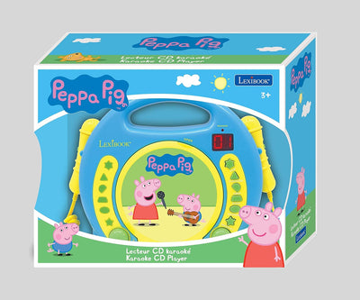 Lexibook Peppa Wutz Schorsch CD-Player mit 2 Spielzeug-Mikrophonen, Kopfhöreranschluss, Batteriebetr