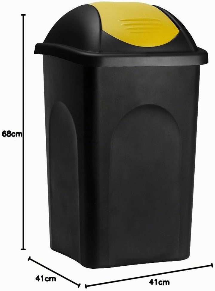 Stefanplast® Mülleimer mit Schwingdeckel, 60 Liter Schwarz/Gelb, Schwarz/Gelb