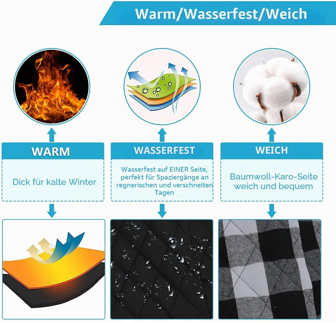 Geyecete Hundemantel Dackel, Dackel Wintermantel, Warmer Quilten Dackelmantel mit Geschirr Loch,Wind