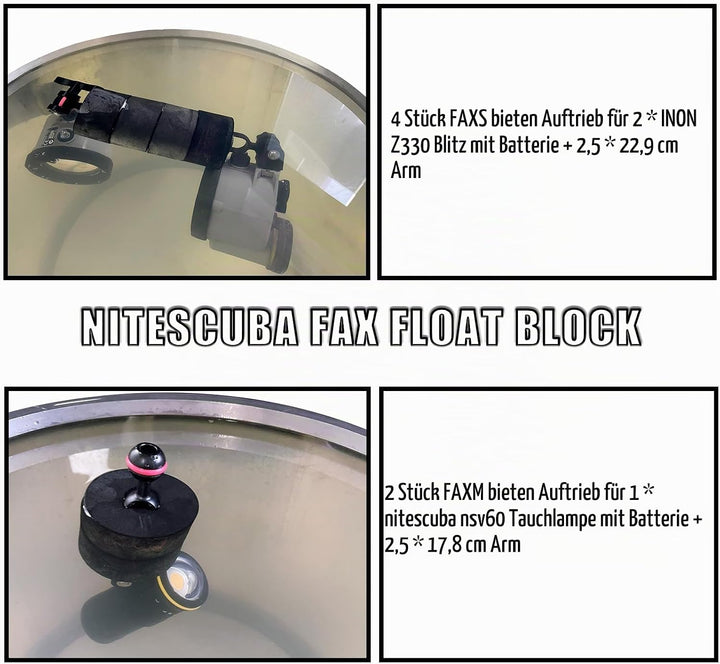 nitescuba FAXS Jumbo Float Kit Auftriebsschwimmer für Ultralight / INON / Sea&amp;Sea Arms/WEEFINE Arms