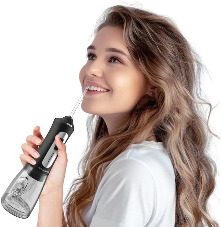 BarberBoss Kabellose Munddusche für Zähne und Zahnfleisch, 6 Multifunktionsdüsen, LED-Display, USB-A