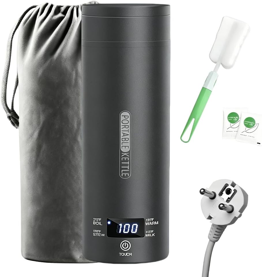 Elektrischer Reisewasserkocher Klein 500ML, Mini Wasserkocher zum Anschliessen, Wasserkocher Tragbar